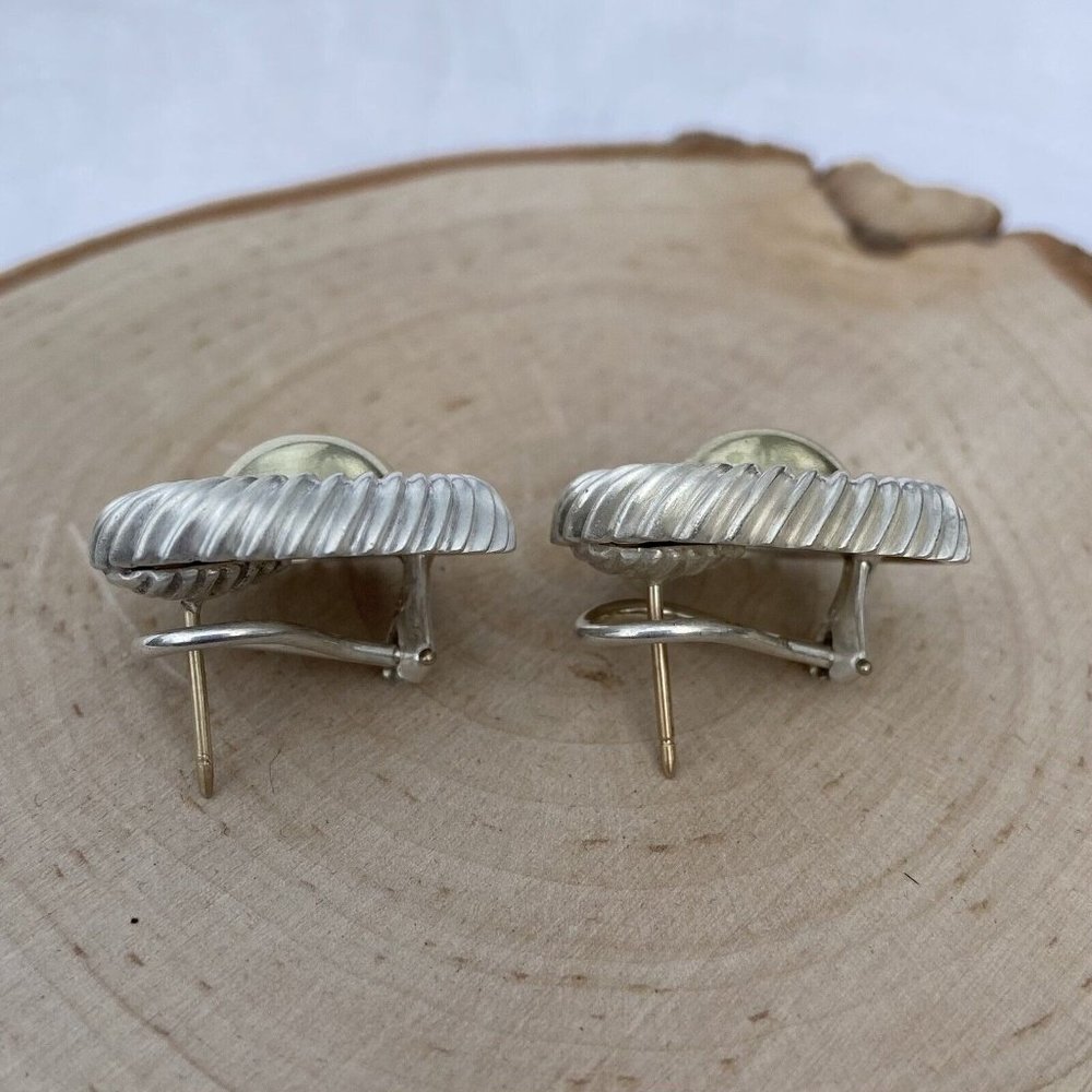 David Yurman 22mm Large Cookie Stud Earrings Sterling 14k Gold Cable Round Post - Picture 6 of 15